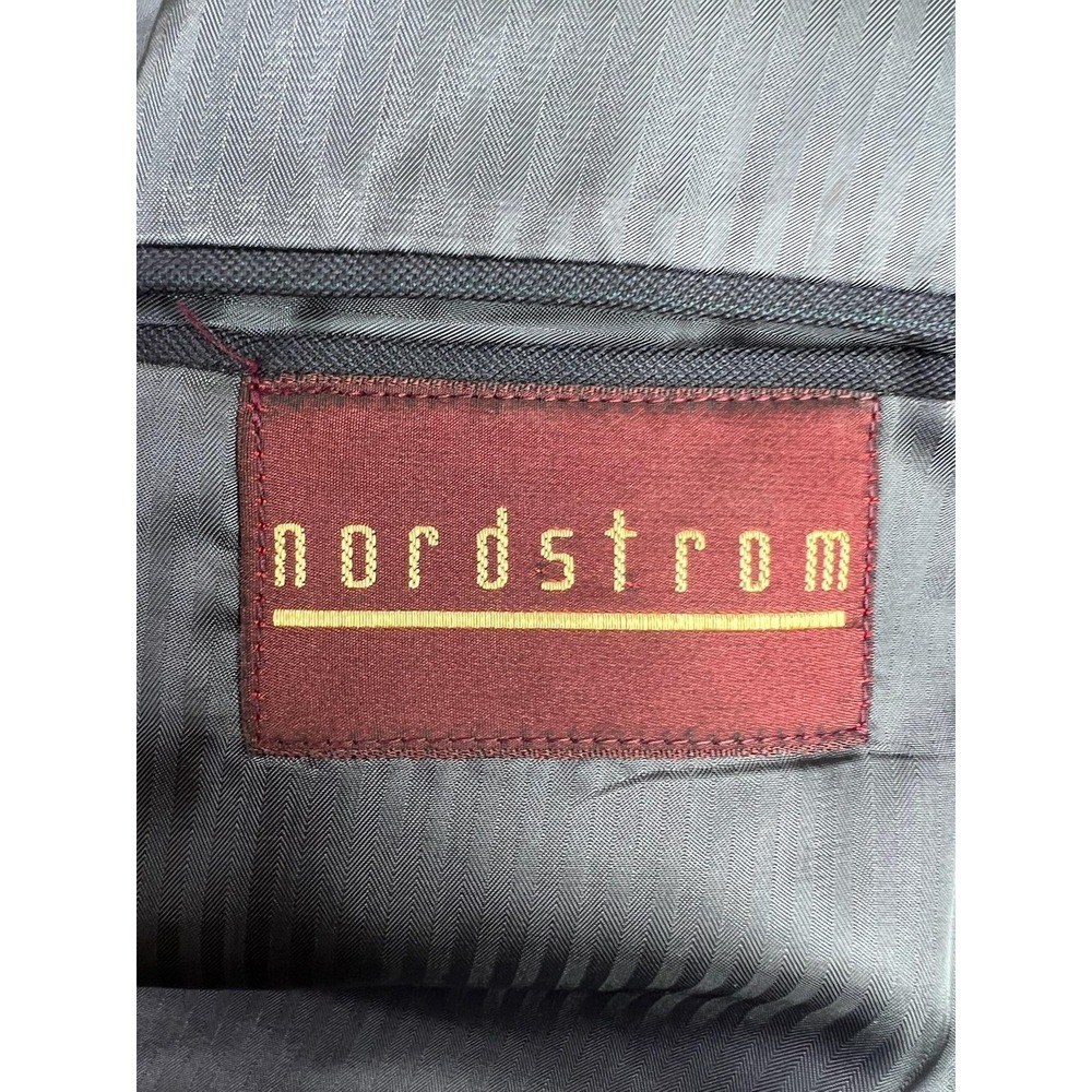 Nordstrom Suit Jacket Mens 43L Blue Stripe Wool Double Breasted USA - Picture 9 of 16
